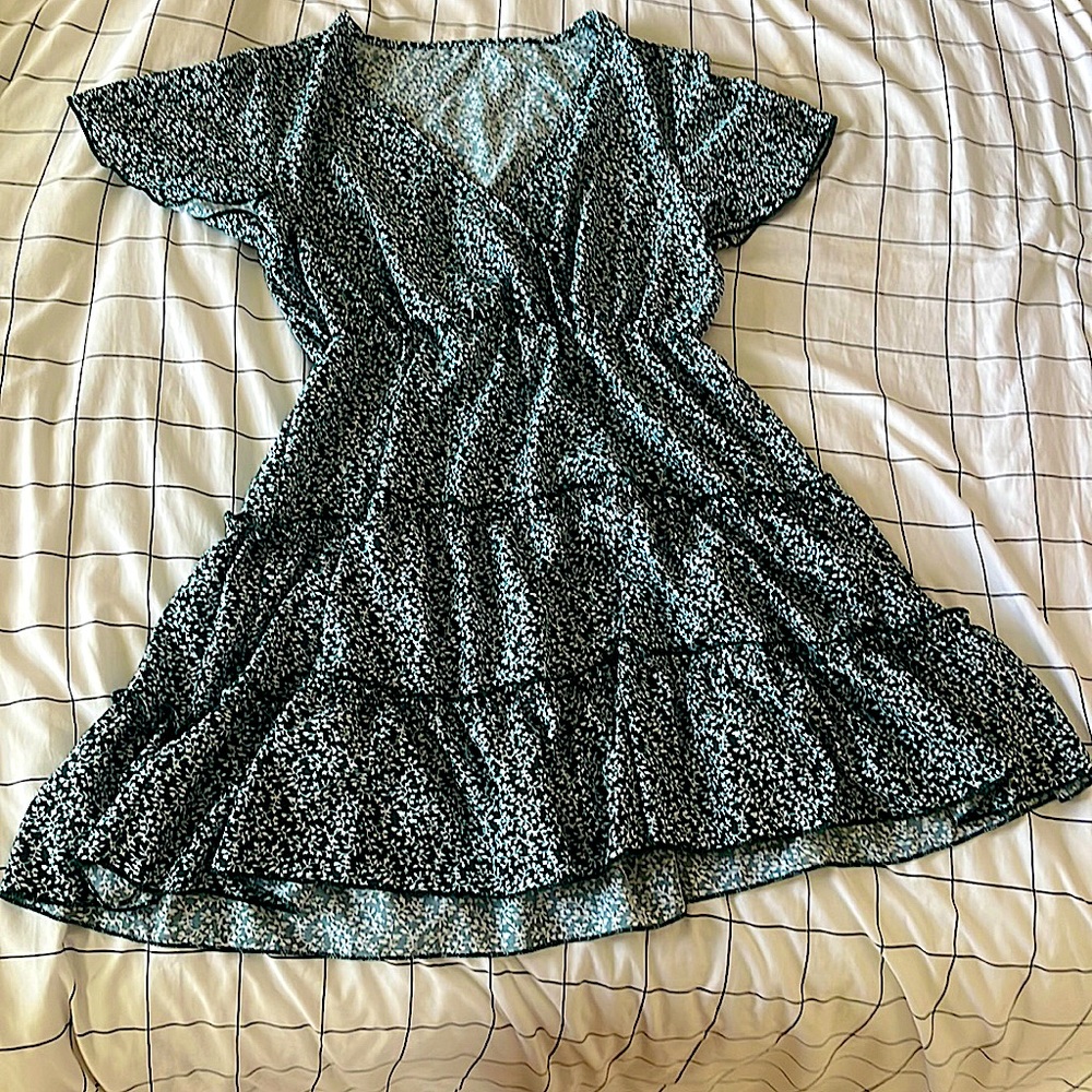 Ditsy floral green dress